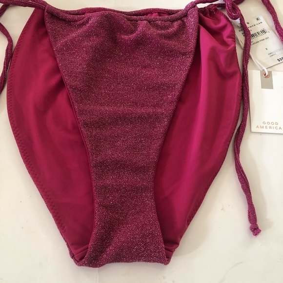 GOOD AMERICAN Woman’s
Sparkle Tiny Ties metallic bikini Bottom Size 5/2X - Picture 4 of 13